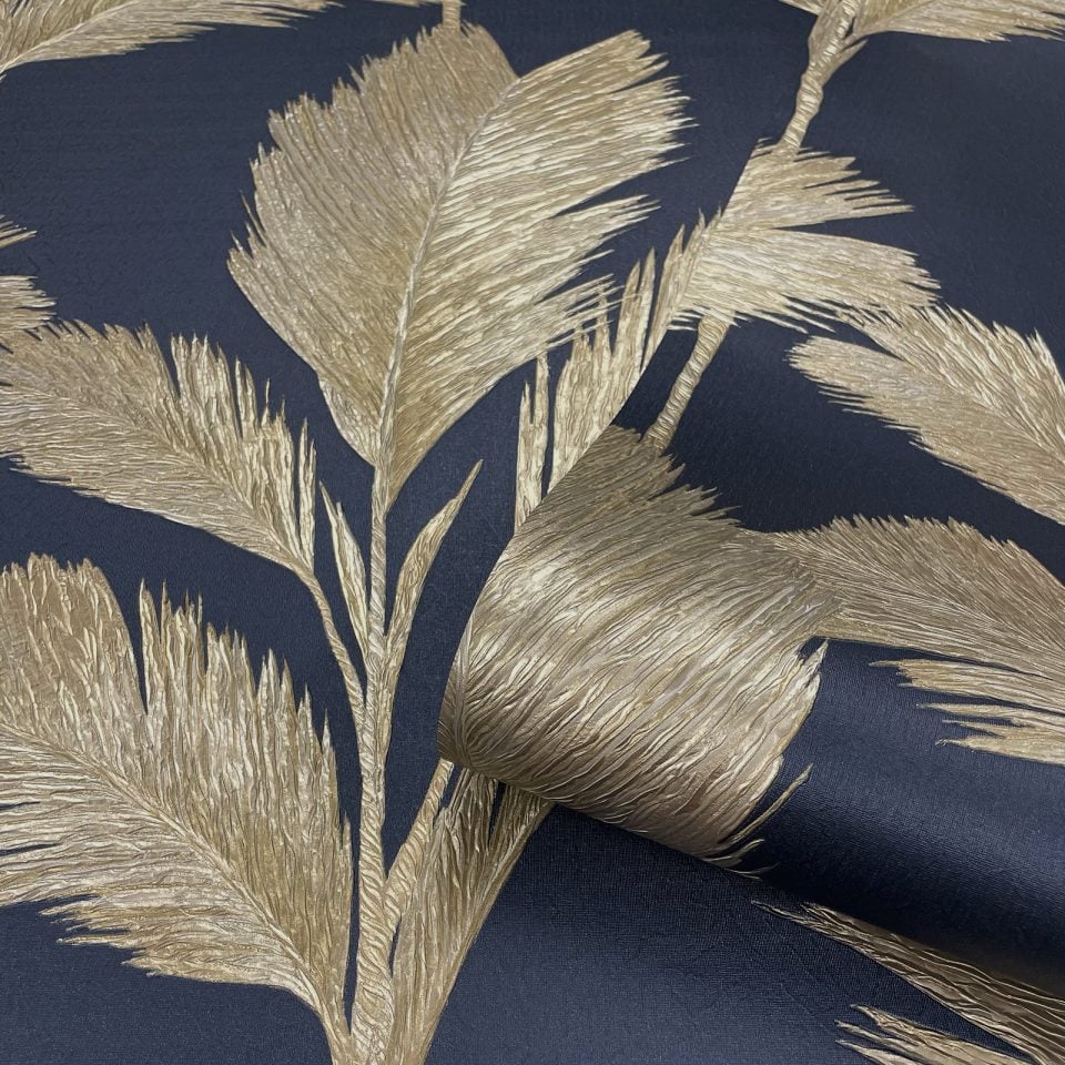 213 ALESSIA LEAF GOLD NAVY ROLL   Copy